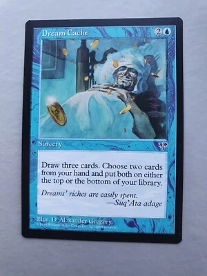 Dream Cache, MTG Mirage (1996), Common Blue Sorcery NM - Image 1 of 2