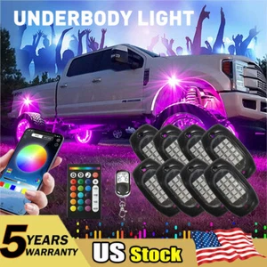RGB LED Rock Lights For Jeep Off-Road Truck UTV ATV 8Pods Underbody Wheel Light - Picture 1 of 12