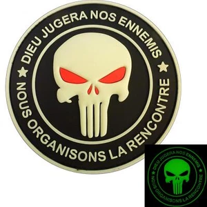glow dark DIEU JUGERA NOS ENNEMIS PVC morale GITD us navy seals hook patch - Picture 1 of 9