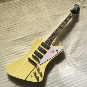 Custom Shop Firebird Chitarra Elettrica Giallo HHH Pickup Hardware Cromato Dado Osso - Foto 1 di 8