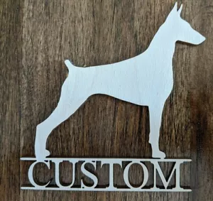 Dobermann Ausschnitt maßgeschneidertes Holz 7,5 x 7,25" personalisiertes Namensschild Dekor Hund Dobe - Bild 1 von 2