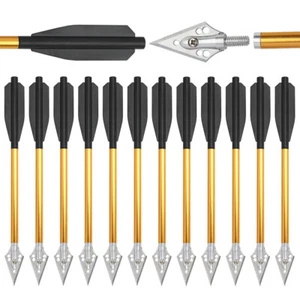 12pcs Crossbow Bolts 6.5" Arechery Aluminium Arrows Pistol Broadheads Hunting - Picture 1 of 15