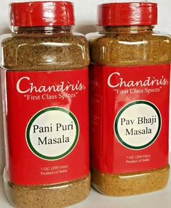 Tarro Chandru's Pani Puri Masala 200 g + Pav Bhaji Masala -Frascos 200 g - Mezcla de especias - - Imagen 1 de 4