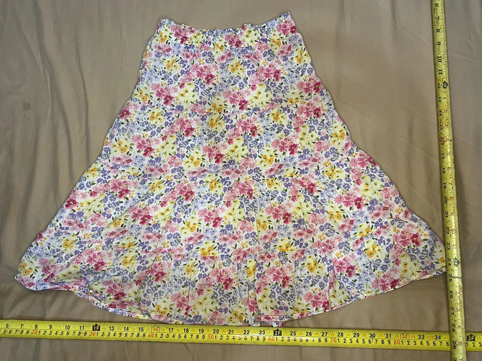 Gymboree Kids Clothes Girls 6-8 White Skirt With Red Blue Yellow Flowers - Image 1 of 1