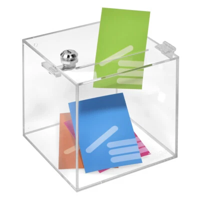 Losbox aus Acrylglas 150x150x150mm mit Schloß / Aktionsbox / Spendenbox - Bild 1 von 4