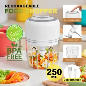 250ML USB Rechargeable Mini Food Garlic Grinder Electric Garlic Chopper Cordless - Picture 1 of 13