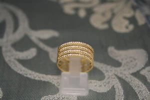 Victoria, bague Yaiza, T56, 4 rangs laiton plaqué or et CZ Neuve sans emballage - Imagen 1 de 5