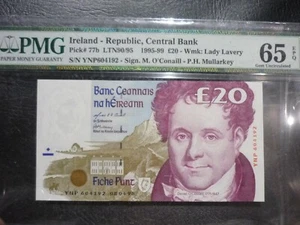 1998 IRELAND REP. 20POUNDS BANKNOTE P#77b PMG65E - Picture 1 of 2