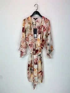 Ilse Jacobsen Multicolour Floral Kimono Robe Tie Waist 3/4 Sleeve M NEW - Picture 1 of 10