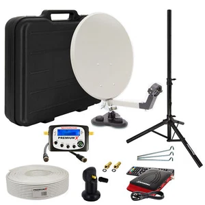 Camping SAT Anlage HD TV Receiver Satelliten Finder LNB Kabel im Koffer Stativ - Bild 1 von 9