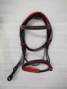 Adams-Tack Dressage English Leather Bridle With Red Softy Padding All Sizes - Picture 1 of 5