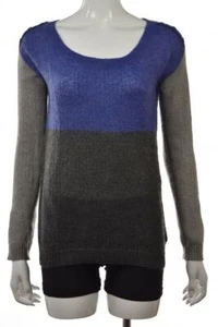 Espléndido suéter para mujer talla S azul gris cuello cuchara manga larga - Imagen 1 de 5