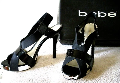 Sandalias Ravencore Goblincore Nuevas en Caja $129 BEBE Negras Plateadas Charol Zapatos 7M Foto 1 de 4