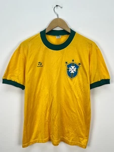 Brazil 80s Home Shirt Football Soccer Jersey Topper fit S/M - Picture 1 of 13