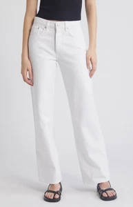 NWT FRAME sz 27 The Slouchy Straight Leg Jeans in White - Picture 1 of 7