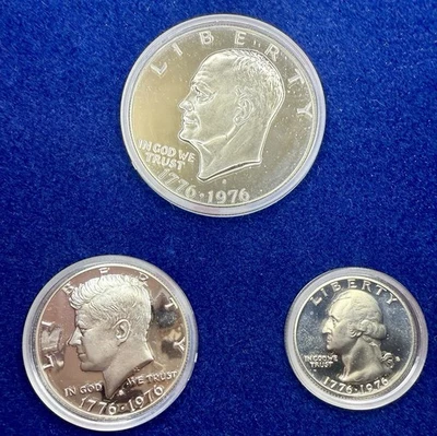 1976 Bicentennial 3-Coin Silver Proof Set – Original Government Packaging (OGP) - Image 1 of 4