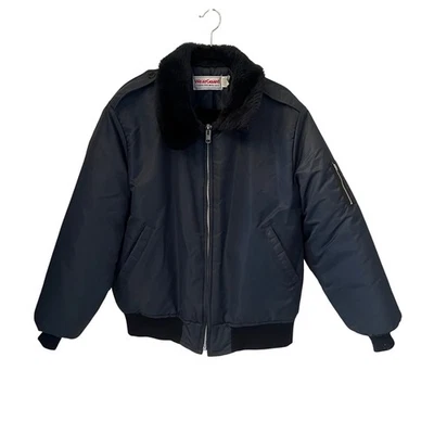 WearGuard Vintage Bomber w/Faux Fur Collar. Quilted Lined Workwear Large.Navy - Image 1 of 4