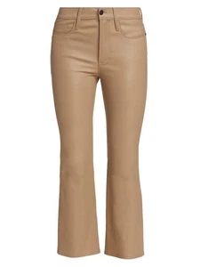 Frame Womens Le Crop Mini Mid-Rise Coated Bootcut Jeans Tan 28 - Picture 1 of 3