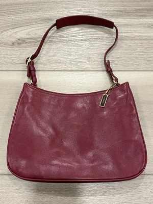 Bolso de Mano Coach Vintage Cuero Rojo Piel de Cordero Burdeos Suave Y2K #8165 Foto 1 de 4