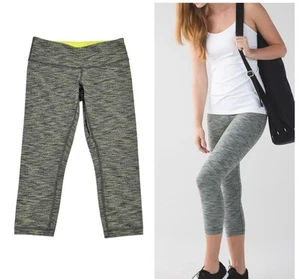 Lululemon Wunder Under Cropped Leggings Women’s Size 4 Jacquard Space Dye Gray - Picture 1 of 12