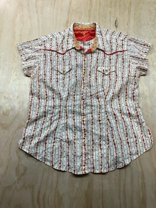 Wrangler 20X Shirt Damen M Orangen Pearl Snap Up Rancher Cowgirl Rodeo Farmer - Bild 1 von 7