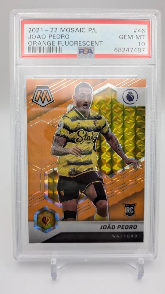 Panini Mosaic Joao Pedro Rookie Naranja Fluorescente PSA 10 POP 3 Foto 1 de 2