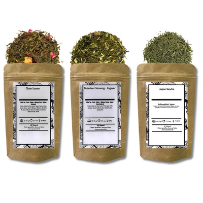 Grüner Tee 3er Probierset: Smaragdtal Trio ✅ 3x20g ✅ Premium ✚ Gratis Probetee - Bild 1 von 4