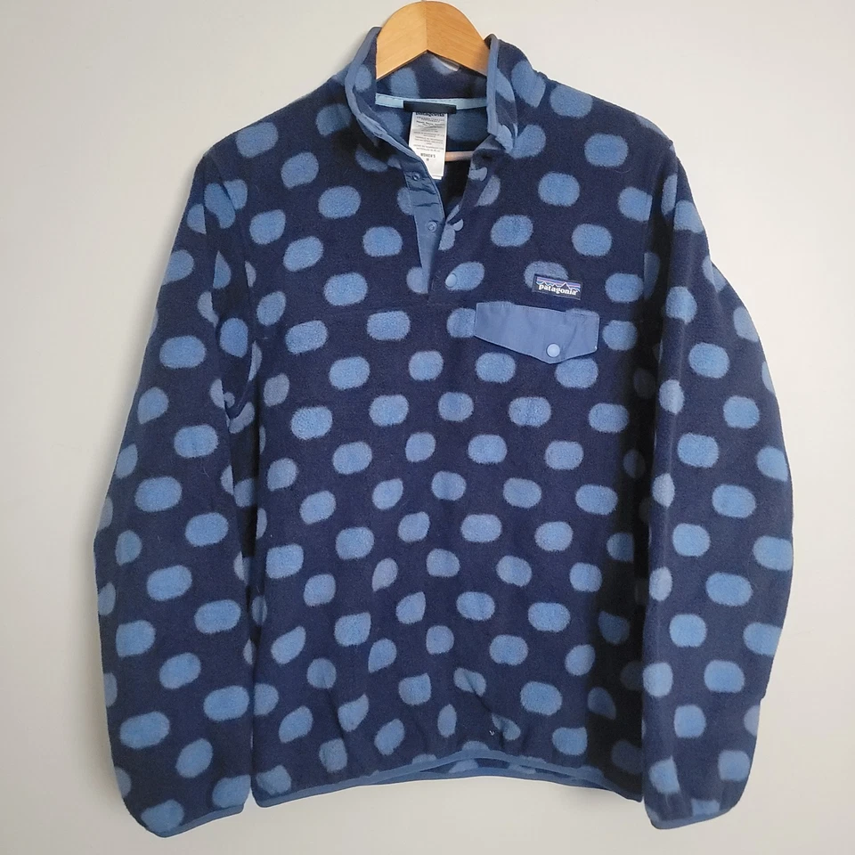 Patagonia Synchilla Snap-T Fleece Jacket Women's Medium Blue Polka Dot 25455 - Image 1 of 4