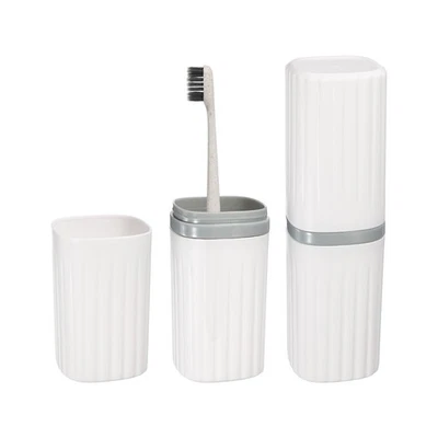 Travel Toothbrush Case,  2.36 x 2.36 x 8.27" Stripe Toothbrush Holder, White - Image 1 of 4