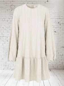 Neu Levete Room cremefarbenes Waffelkleid Größe M 12-14 fallende Taille  - Bild 1 von 11
