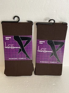 Leg Impressions Opaque Tights Queen Brown 2 Pair Nos. Mocha - Picture 1 of 6
