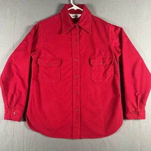 Vintage Woolrich Shirt Mens Medium Red Wool Flannel Button Up Outdoors 90s USA - Picture 1 of 7