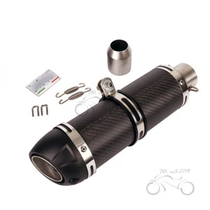 38-51mm Motorcycle Exhaust Tips Muffler Vent Pipe Carbon Fiber 350mm Silencer - Picture 1 of 7
