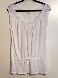 LOFT Ann Taylor Women's Small Tunic Blouse Crochet Neckline Drawstring Waist - Picture 1 of 9
