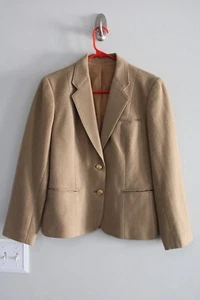 DE COLECCIÓN MUJER MARRÓN TWEED LANA ABRIGO DEPORTIVO talla JUNIORS 11 dorado botón traje chaqueta - Imagen 1 de 5