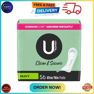 U by Kotex Clean & Secure Ultra Thin Pads, Heavy Absorbency, 56 Count - Picture 1 of 13