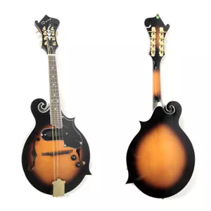 Caraya F-Style Solid Top Mandolin, EQ, intage Sunburst +Gig Bag String MA008EQVS - Picture 1 of 12
