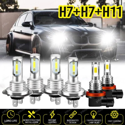 Combo LED Headlight Fog Light Bulbs Kit 6500K For BMW 328i 325xi 330xi 2002-2006 - Image 1 of 4