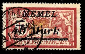 Memel 1922 40 marcos con recargo en 1 fr Mi#116 usado en muy buen estado - Imagen 1 de 1