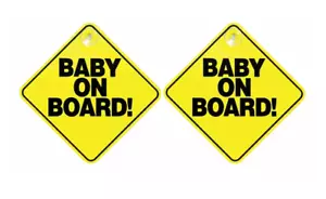 Baby on Board Car Signs Child Children Window Suction Cup Safety War (2 Piece) - Picture 1 of 3