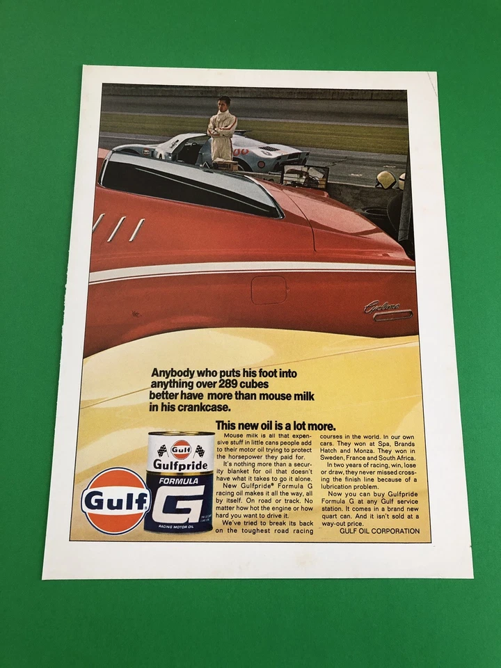 FORD GT 40 GT40 GULF OIL ORIGINAL VINTAGE PRINT AD PRINTED ADVERTISEMENT - Image 1 of 1