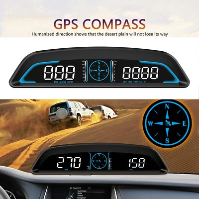 Universal Car HUD Head Up Display Digital GPS Speedometer MPH Overspeed Alarm - Image 1 of 4
