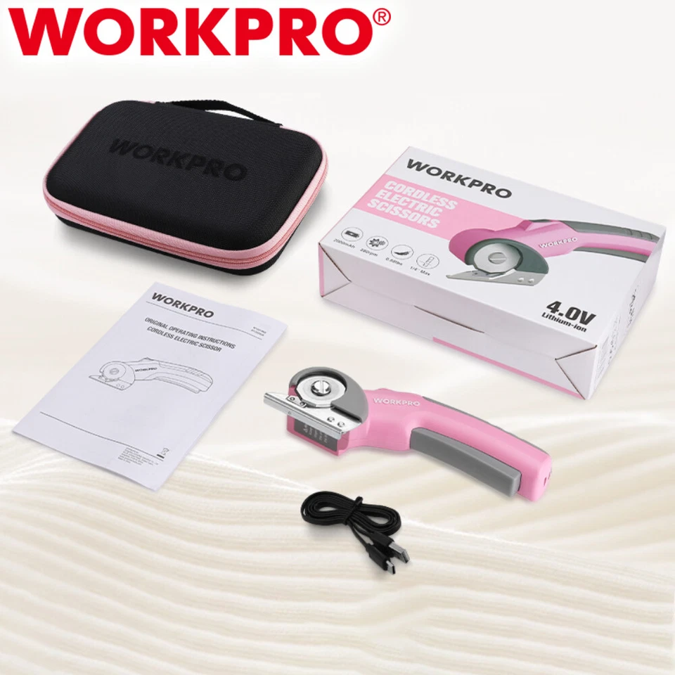 WORKPRO Crafting Cordless Electric Scissors 4V Rotary Cutter Rechargeable Shears - Image 1 of 4
