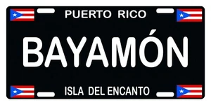 Puerto Rico FLAG Bayamón LICENSE PLATE CAR Boricua Black Emblem - Picture 1 of 2