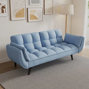 57 "blue sofa Soft two armrests throw pillow pillow comfortable fit apartment be - Picture 1 of 12