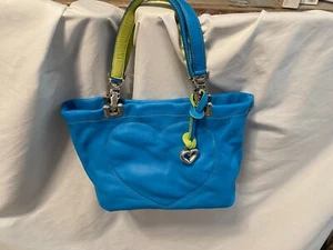 Bolso Cartera Reversible Brighton Jodi Cuero Punto Corazón Turquesa Victoriano Glamour - Imagen 1 de 7