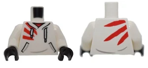New LEGO Minifigure Torso White Hoodie Laces Red Stripes black hands jack davids - Picture 1 of 5