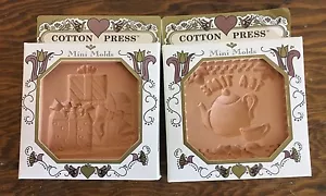 Lot of 2 New Mini Mold Tea Time & Gifts Cotton Press Crafts Paper Terra Cotta - Picture 1 of 3