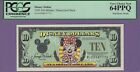 1995 D $10 Minnie WDW DISNEY DOLLAR D00018777A PCGS 64PPQ Beautiful Note Scarce