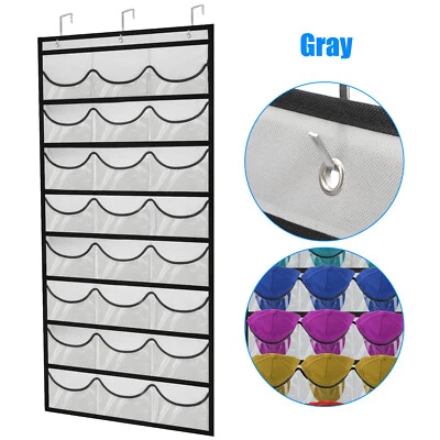 24 Rejillas Sobre Puerta Sombrero Organizador Estante Gorras de Béisbol Soporte de Almacenamiento Percha Armario Foto 1 de 4